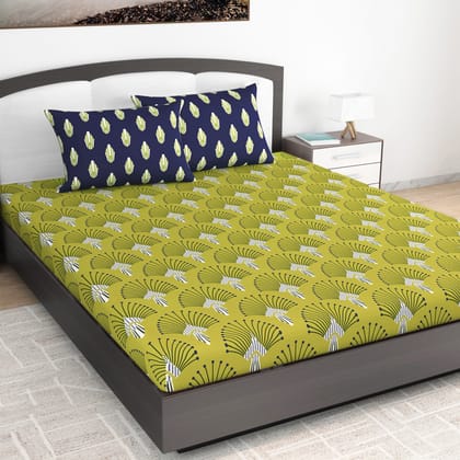 Antique Cairo Parrot Green King Size Bed Bedsheet-King / Parrot Green / PL1428