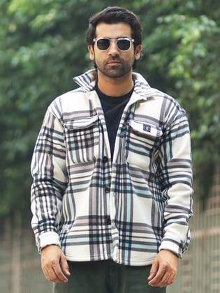 Checkered Blue Full Sleeve Shacket-S / Blue