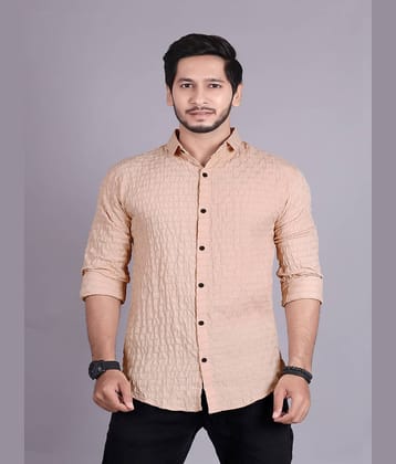 Generic Cotton Blend Slim Fit Popcorn Textured Full Sleeves Men's Casual Shirt - Cream ( Pack of 1 )