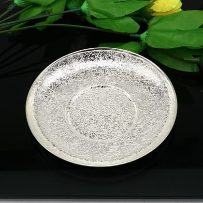 925 Sterling silver handmade solid silver plate or tray, idols puja Prasadam(foods) plates puja article, silver gifting utensils sv283