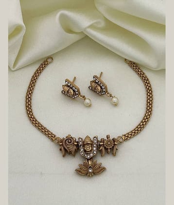 ROFARWORD Gold Brass Necklace Set ( Pack of 1 )
