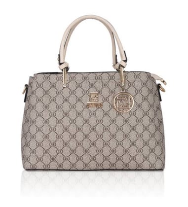 Women's Faux Leather Printed Handbag (Beige)