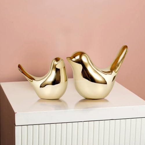 Set of 2 Birds Statue Showpiece (Ceramic, 4.5 Inch x 3.5 Inch) - for Home Décor Vaastu & Fengshui Birds Idol