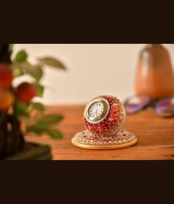 Fashion Bizz Marble Plate Watch Table | Analog Marble Plate Watch - 6 cm