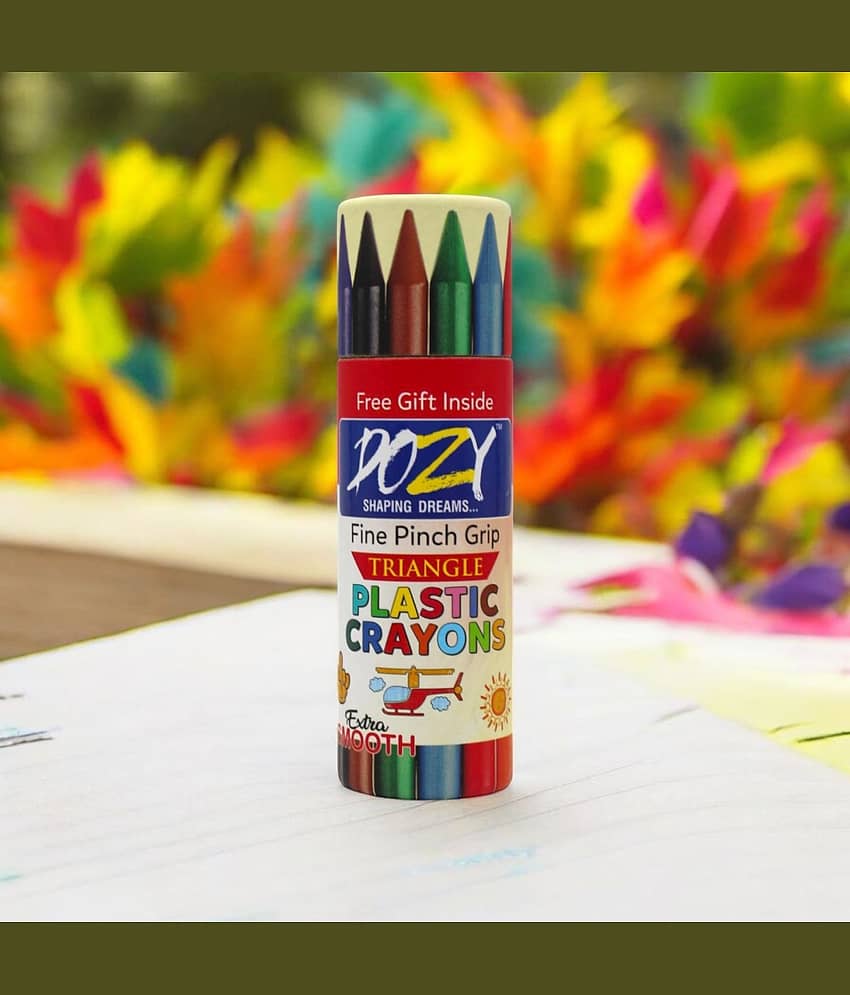 DOZY Triangle Plastic Crayons Colours – 12 Vibrant Colours