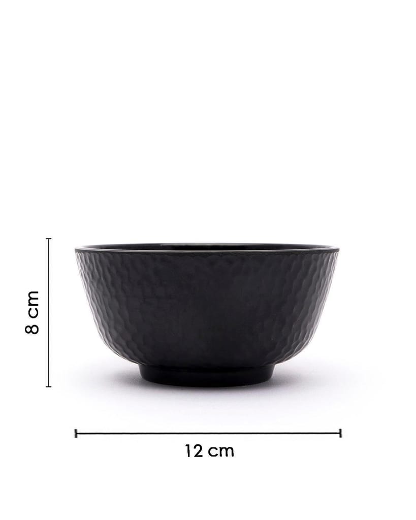 Soup Bowl, Hammered, Melamine, Black, Set of 6