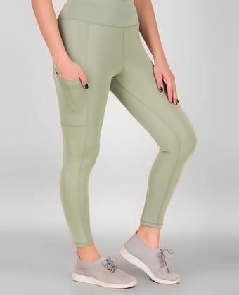 Women's Polyester Solid Ankle Length High Waisted Tights (Sea Green, S)-PID61846
