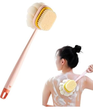 THRIFTKART - 2-in-1 Body Bathing Brush with Soft Bristle and Loofah Body Back Scrubber Brush Massage Brush bath scrubber for body Exfoliating and Cleansing - Handle Shower bath Brush for Smooth, Glowing Skin for men & women