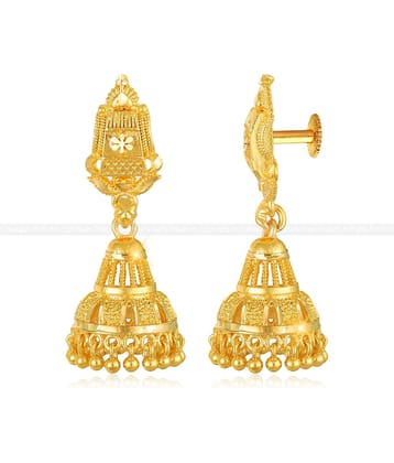 Vighnaharta - Golden Jhumki Earrings ( Pack of 1 )