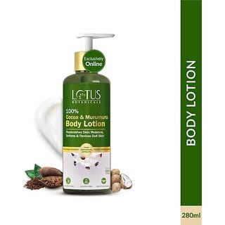 Lotus Botanicals 100% Cocoa & Murumuru Body Lotion|Smooth & Nourished Skin|Repairs Damaged Skin (280 Ml)