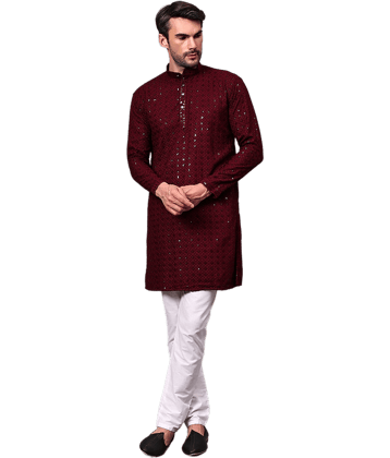 Yugnik Black Sequin Regular Fit Men's Kurta Pyjama Set ( Pack of 1 )