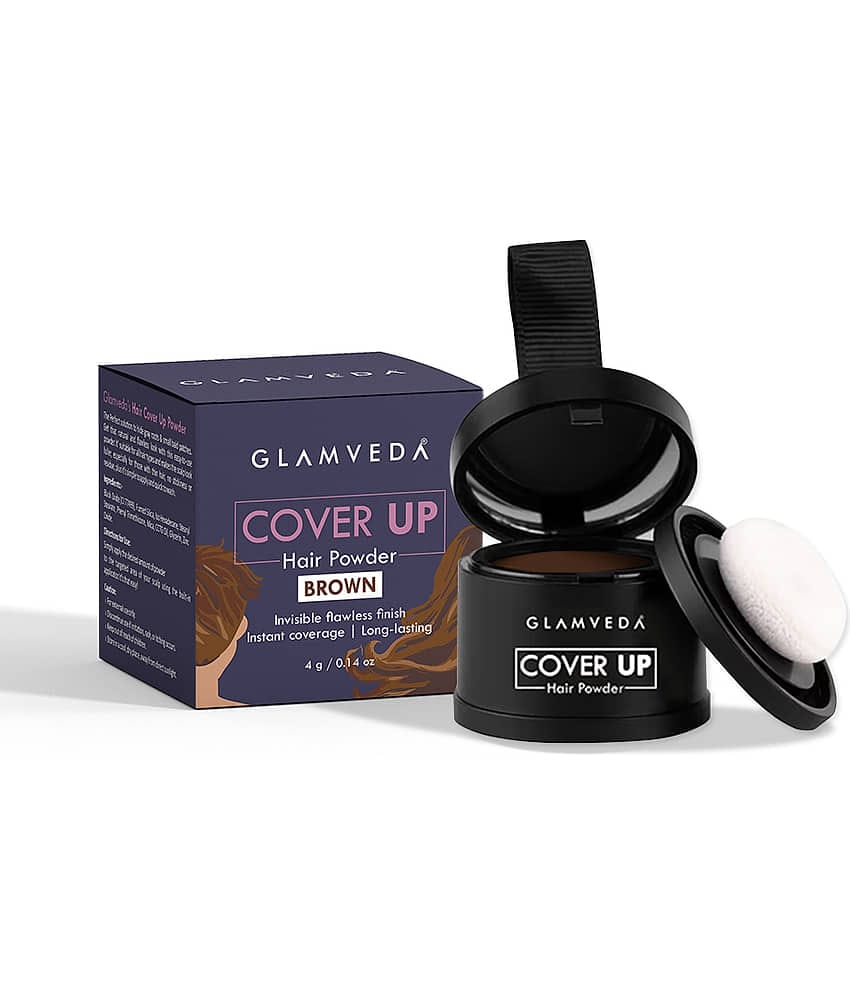 Glamveda Cover-Up Hair Powder, BrownCovers Grey Roots & Bald Spots Instantly, 4g