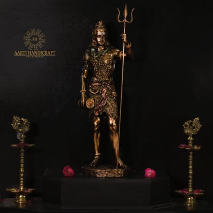 Standing Slim Shiva in Copper Finish Poly Resin-18" / Resin (Marble Dust) / Copper Finish