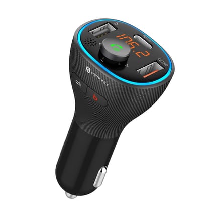 Portronics Auto 15 Bluetooth - FM Transmitter in-Car Radio Adapter for Hands-Free Calling (Black)