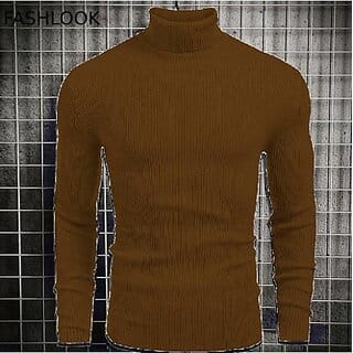 Fashlook Solid Brown Full Sleeve Sweaters For Mens