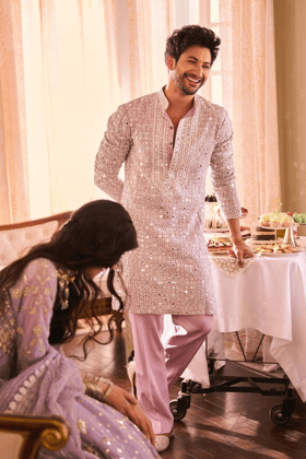 Chanderi Embellished Kurta Set-XXS