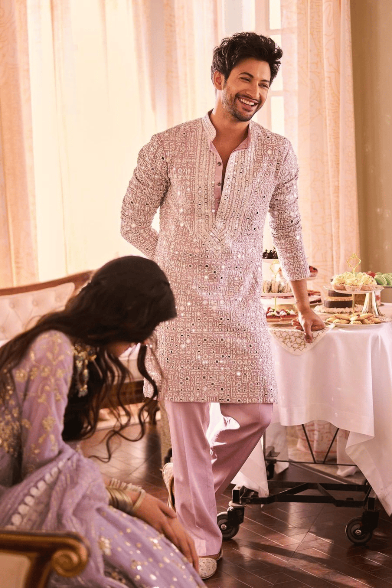 Chanderi Embellished Kurta Set-XXS