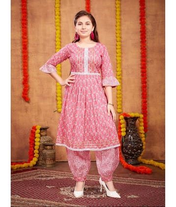 Aarika Girls Cotton Patiala Kurta Set ( Pack of 1 , Pink )