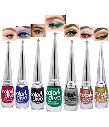Color Diva - Multi Glitter Eye Liner Liquid ( Pack of 7 )