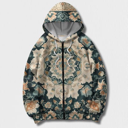 कशान * Printed Hoodie #1-XS / Zipper