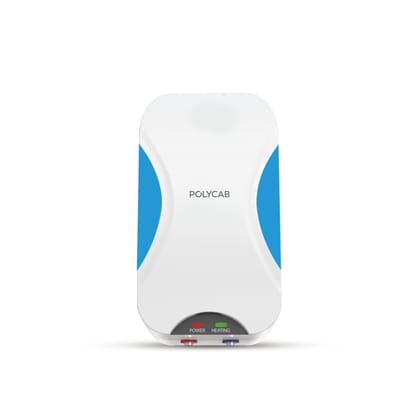Polycab Intenso 3 litre, 3KW Electric Instant Geyser (Water Heater) For Home, Bathroom | Efficient Heating Element | Enhanced Safety Measures| 5 years tank & 2 years product warrantyWhite Blue Polycab Intenso 3 litre, 3KW Electric Instant Geyser (Water H