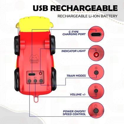 Toy Train Set with Colorful & Multiple Track Layout, USB Rechargeable Type-C Engine, Various Sound Modes - Vande Bharat, Rajdhani,...