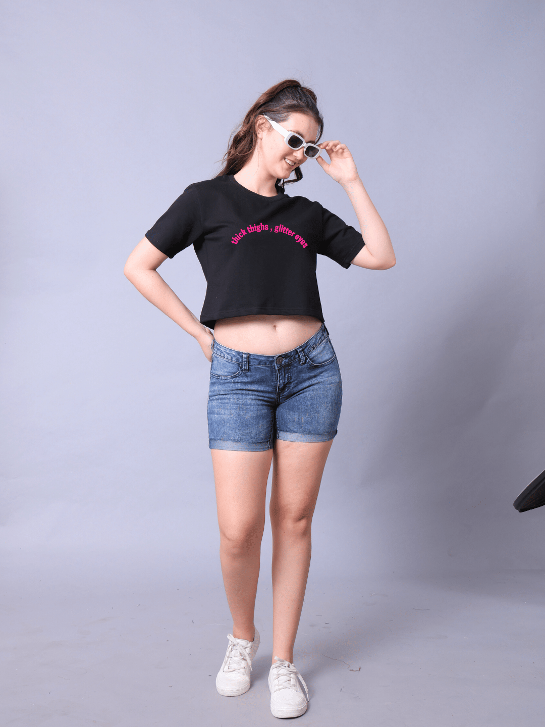 Glitter Eyes Women Crop Top