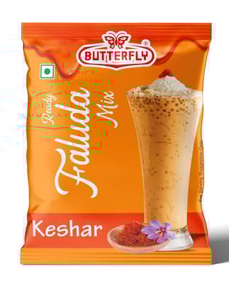 Butterfly Ready Faluda Mix (Keshar Pouch) (Weight - 90g) by Butterfly Dessert Mixes and Bakery Needs. Butterfly Ready Faluda Mix (Keshar Pouch) (Weight - 90g) by Butterfly Dessert Mixes and Bakery Needs.