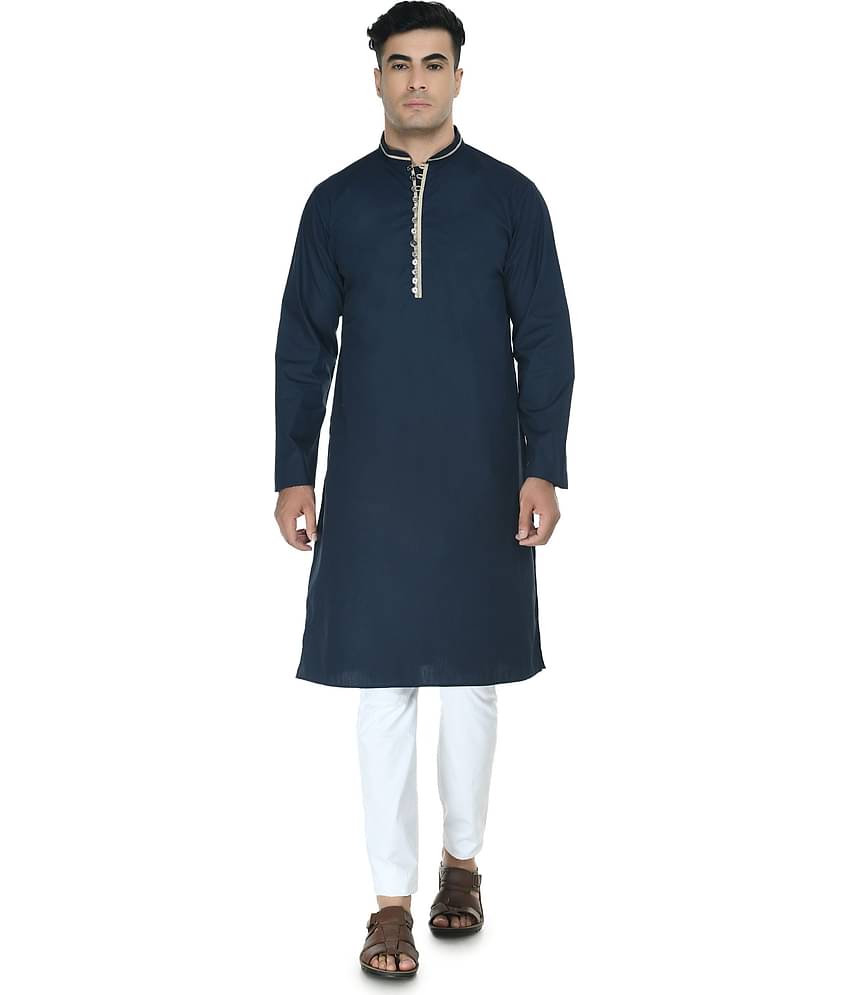 DESIGN TREND Blue Cotton Kurta Single