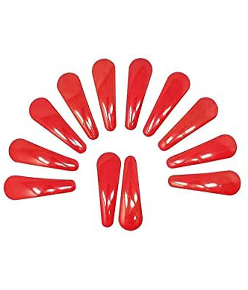 VSAKSH Women's Red Tic Tac Hair Clips (Pack of 12)