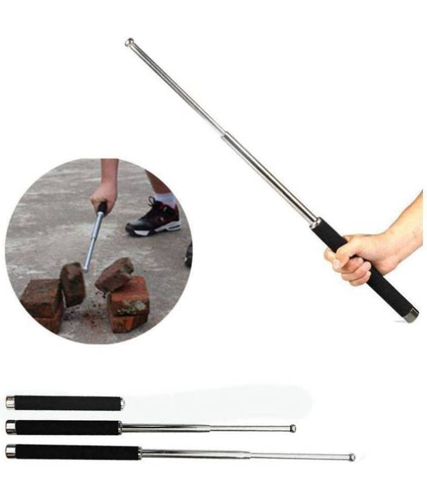MCSMI 26" Hiking Stick Retractable Stick Pure Steel Collapsible Three-section Walking Mountaineering Anti Shock Hiking Trekking for Walking Hiking