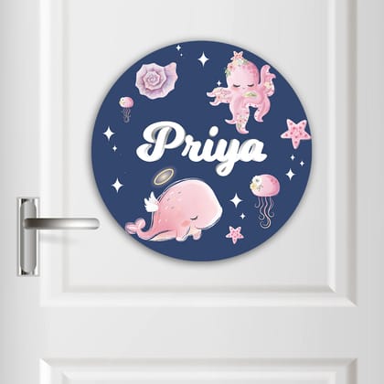 Blushing Underseas Name Plate (Round)-Navy
