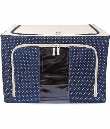 UberLyfe Foldable Cloth Storage Box with Steel Frames Large (Blue, 66L)