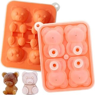 Bear Ice Molds, Four Consecutive Ice Cube Molds,Make Lovely 3D DIY Drink Ice Coffee Juice Cocktail Whiskey. Bear Candy