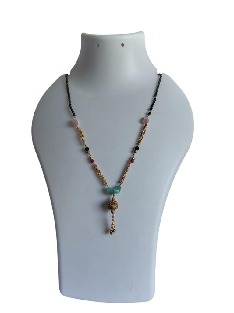 Black Beads Mangalsutra with Gold Plated Pendant for Women