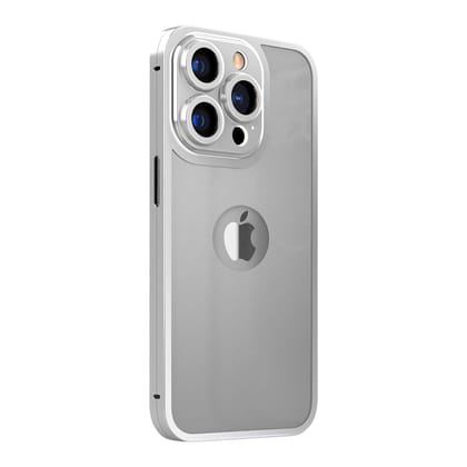 iPhone 13 Pro Max 360 Degree Cover - Titanium Alloy Ultra Thin Metal Case with Camera Protection-Silver