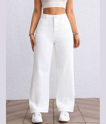 Niffer Fashion - White Denim Wide Leg Women's Jeans ( Pack of 1 )