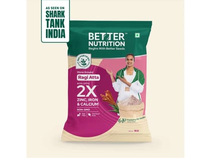 Better Nutrition Biofortified Ragi Atta 1kg | Stone Ground Finger Millet Flour | High in Iron, Zinc, Fiber & Calcium | Gluten-Free, Diabetic-Friendly | Perfect for Rotis, Porridge & Dosas Better Nutrition Biofortified Ragi Atta 1kg | Stone Ground Finger Millet Flour | High in Iron, Zinc, Fiber & Calcium | Gluten-Free, Diabetic-Friendly | Perfect for Rotis, Porridge & Dosas
