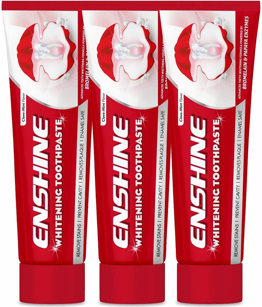 Enshine Whitening Toothpaste, Papaya & Bromelain For Stain Removal, Cavity Care 100g (Pack Of 3)