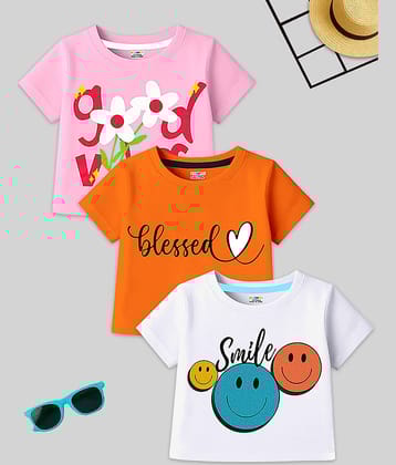 Kuchipoo Pack of 3 Girls Cotton Blend T-Shirt ( Multicolor 9 )