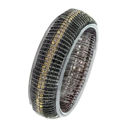 Designer Filigree Gold Black Silver Plated Bangle Kada For Girls Women-Size: 2.4 Anna OR 2.25 Inches