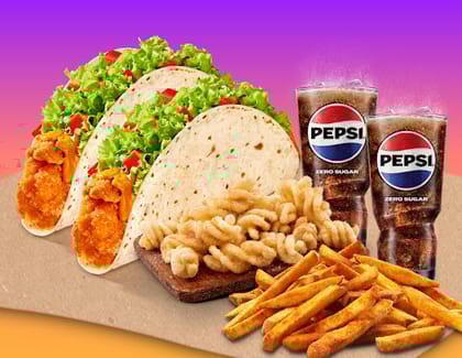 2 Crispy Chicken Taco+1 Small Fries+1 Cinnamon Twists+2 Pepsi Zero
