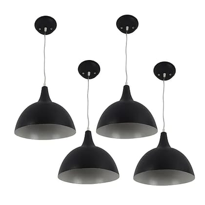 ELIANTE Black Metal Hanging Lights for Home, Office, Bedroom, Drawing Room & Lobby- -M-4-HL-BK-WH-4pc | 3 Years Warranty | Free - LED LAMP