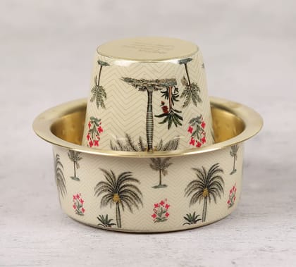 India Circus Chevron Palms Brass Coffee Tumbler Set