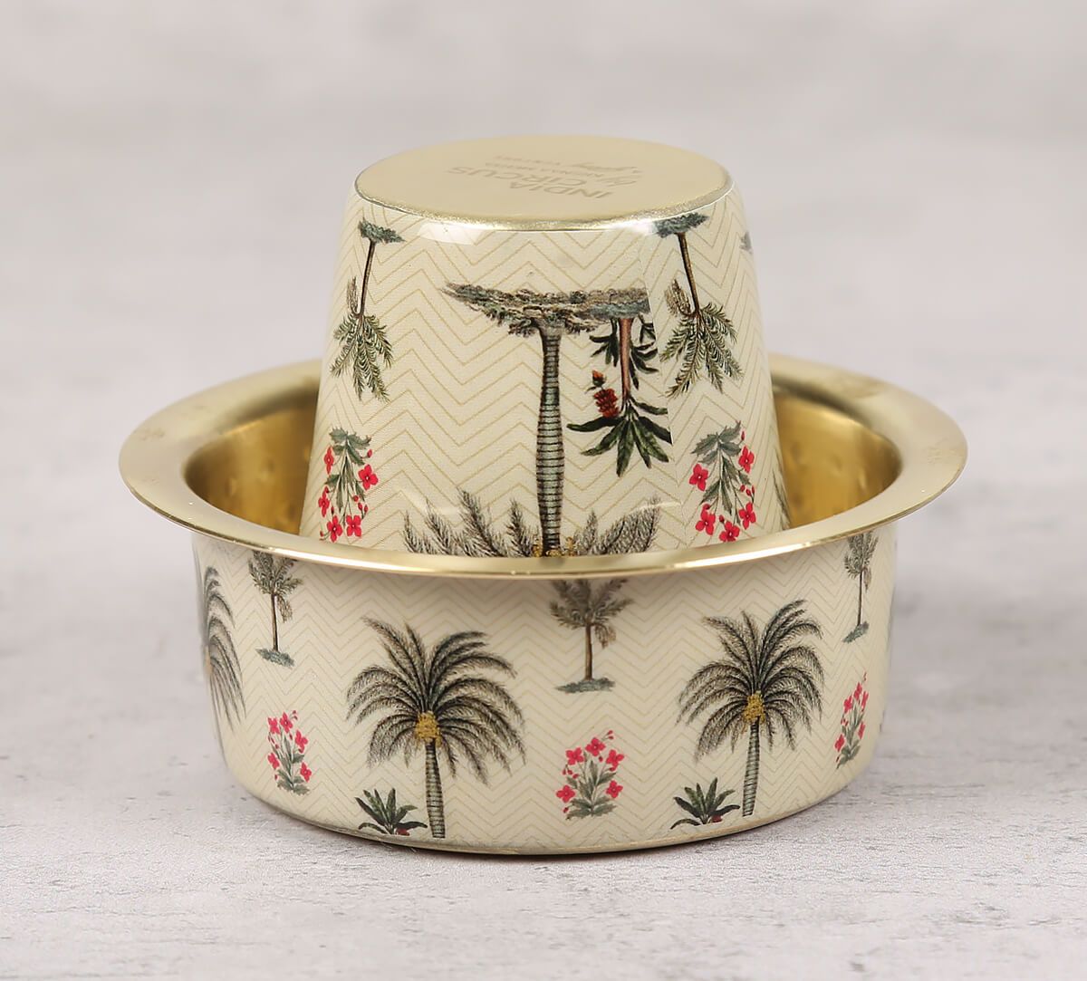 India Circus Chevron Palms Brass Coffee Tumbler Set