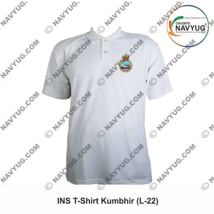 Navyug INS Kumbhir T-Shirt (Small) | Embroidered Navy Crest | Casual & Defence Wear