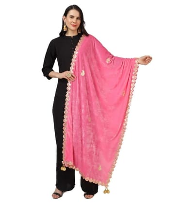 Women's Velvet Gotta Patti Dupatta (Pink)-PID46932