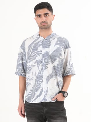 White & Navy Maverick Oversized Shirt-M / White