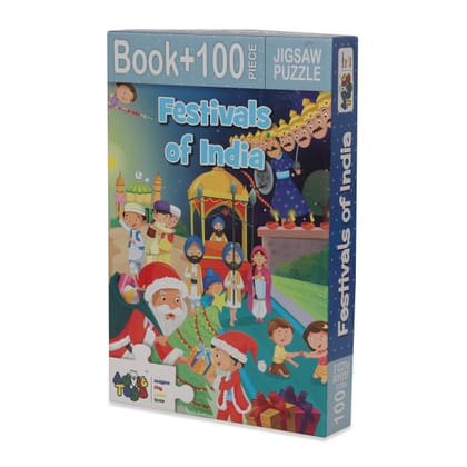 Advit Toys Festivals of India igsaw Puzzle - 100 Piece + 32 Page Educational Book