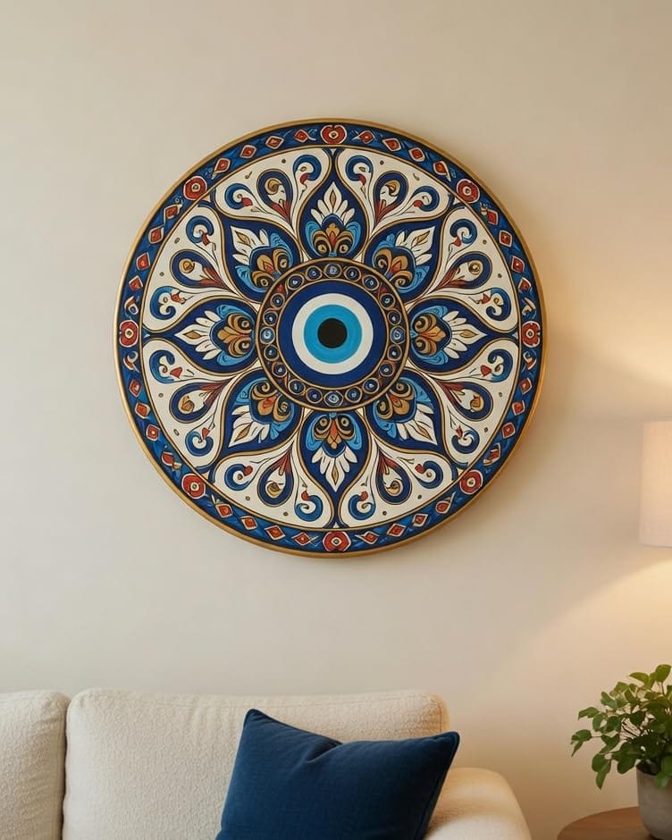 PARADIGM PICTURES 10 Inch Evil Eye Mandala Round Metal Wall Art